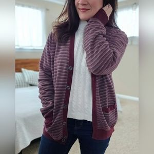Merona academia maroon striped cotton cardigan Medium